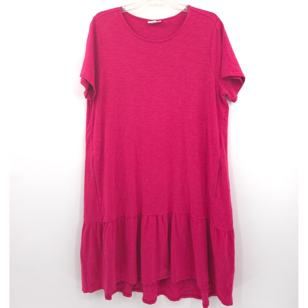 J. Jill womens knee length t-shirt dress Size‎ 1X pink short sleeve ruffle hem
